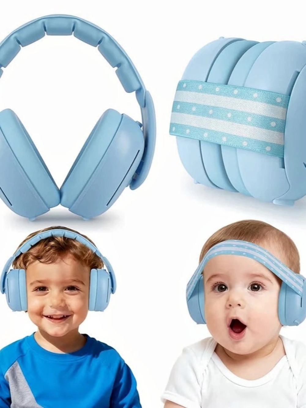 cumunebula 2 in 1 Baby Earmuffs Hearing Protection Blue Baby 3-48 Months
